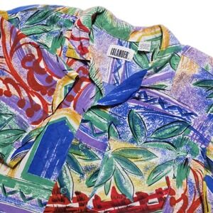 80s Vintage Islander Abstract Tiki Tropical Floral Hawaiian Shirt Mens L